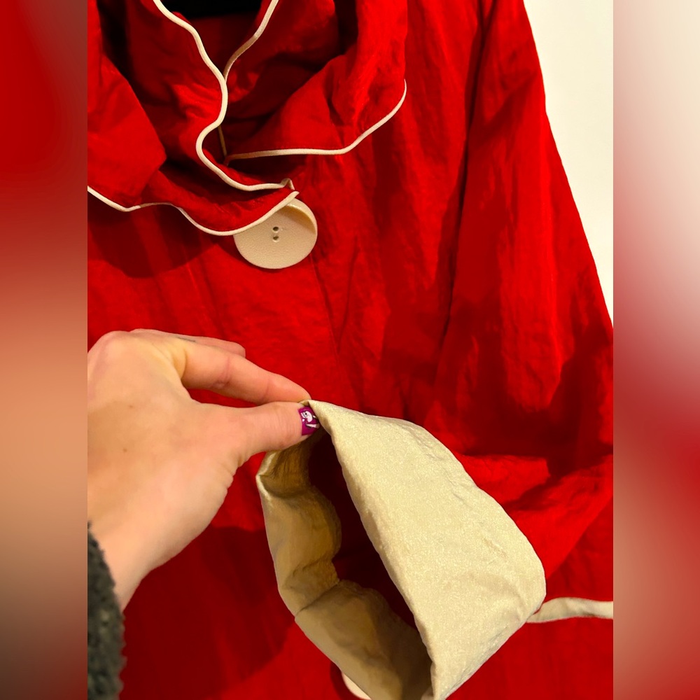 RARE Vintage Avant Garde Lightweight Coat Cherry Red size L - Picture 5 of 8